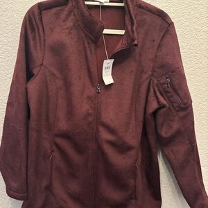 J. Jill Women's Rich Burgundy Teddy Jacket